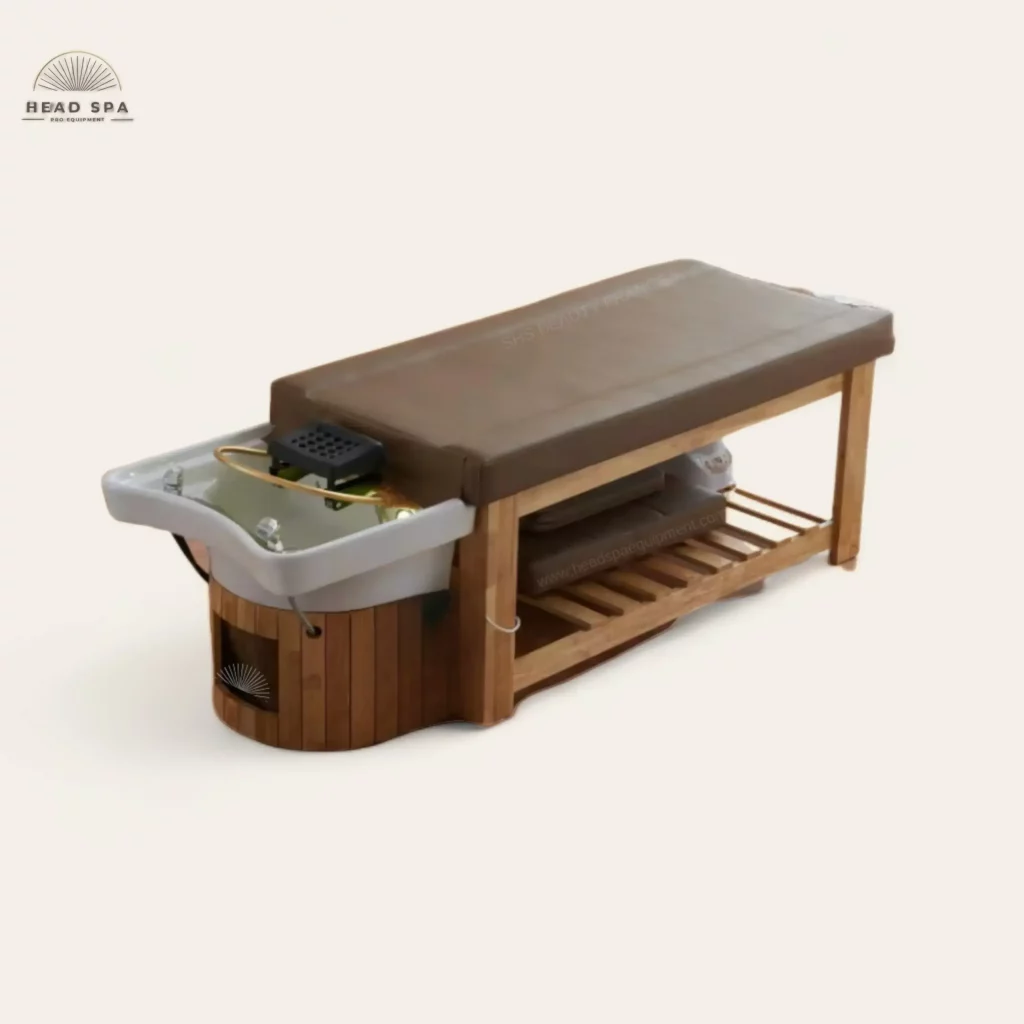 Table head spa Tokyo raccordée, gamme Premium, bac blanc et structure noire